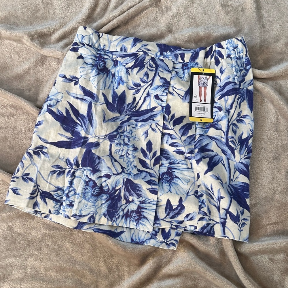 Floral Blue and White Skirt